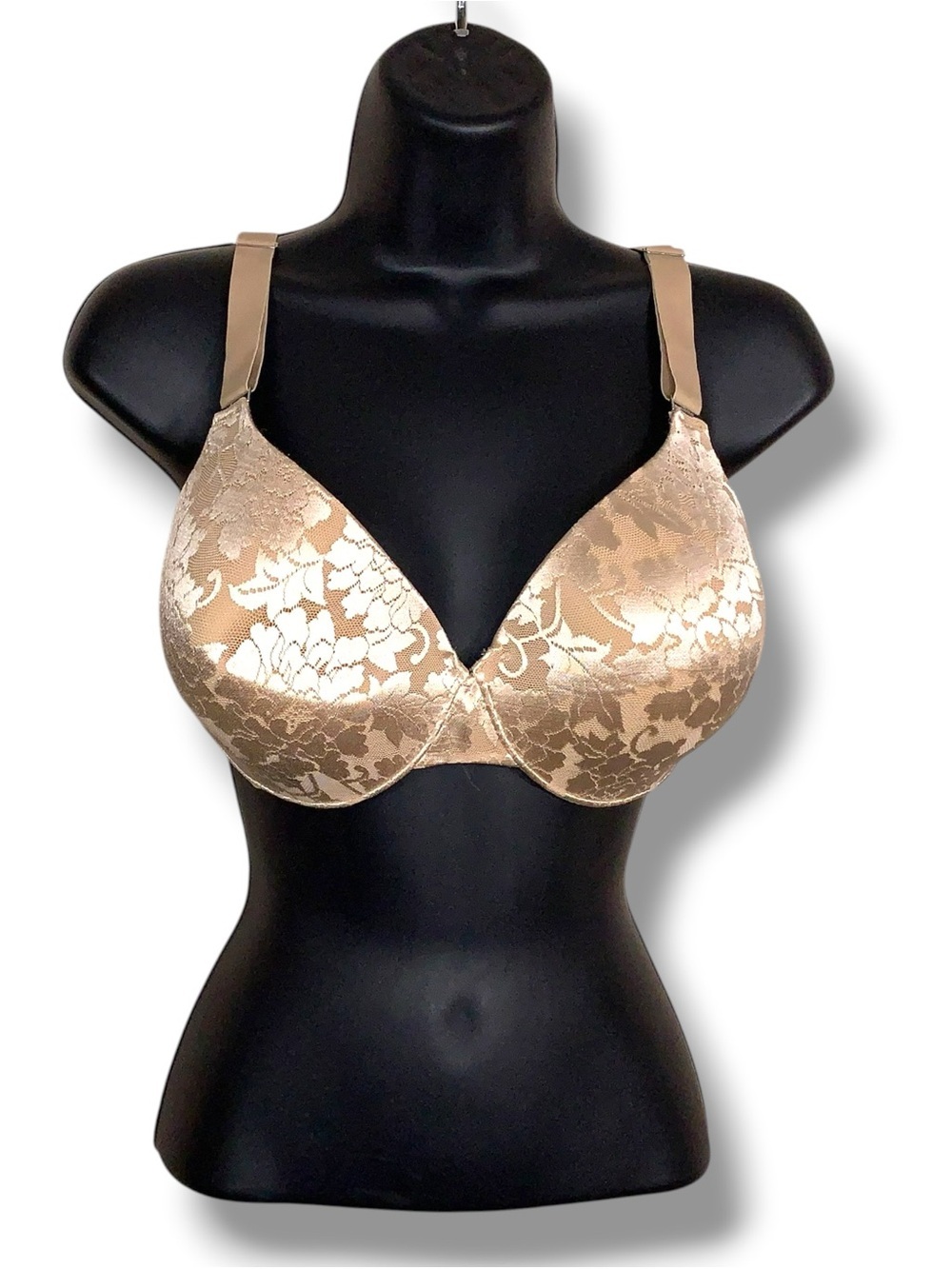 36D Soma Beige Lace Lined Underwire Bra Comfort Style Adjustable Straps